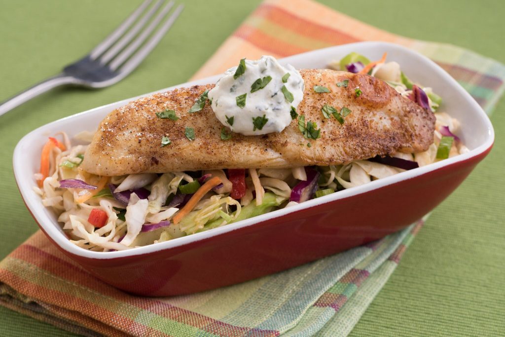 Oven Roasted Tilapia with Crema Sauce USDA Recipe for Schools Child