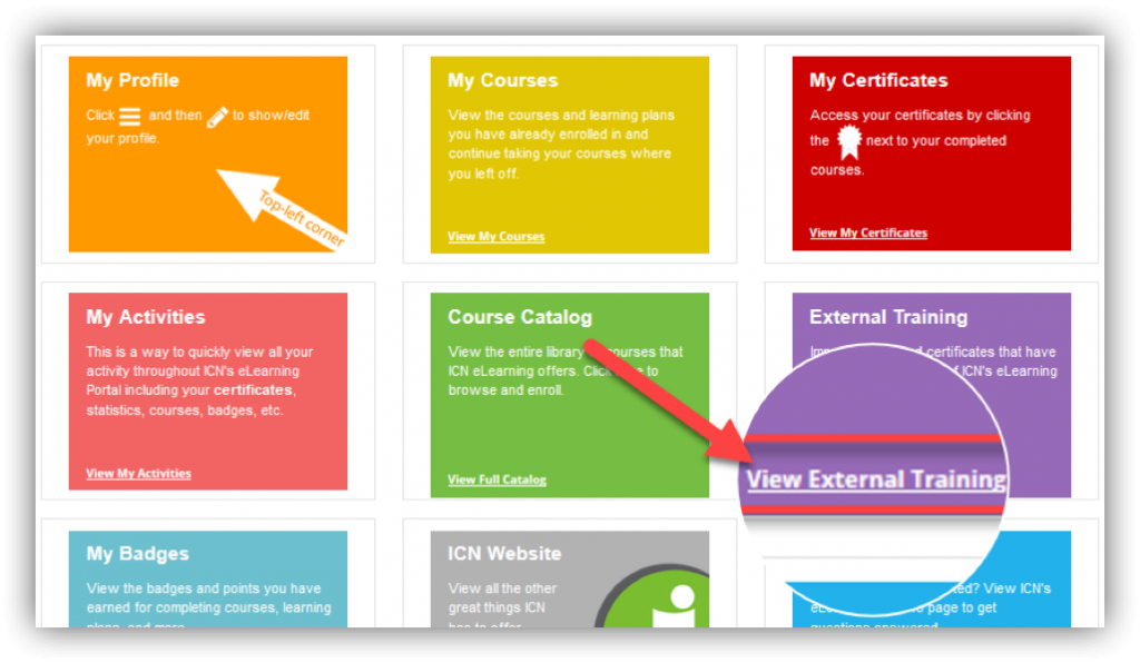 ICN eLearning Portal Import External Training How-to screenshot 1