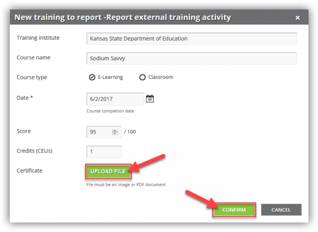 ICN eLearning Portal Import External Training How-to screenshot 3