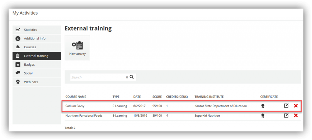 ICN eLearning Portal Import External Training How-to screenshot 2