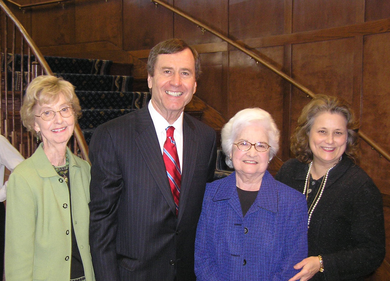 Dr. Phillips with Dr. Martin, Dr. R. Gerald Turner (former Chancellor of UM), and Dr. Charlotte Oakley, former Executive Director of the Institute, at the dedication of the building as R. Gerald Turner Hall February 16, 2007.