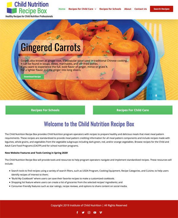 Child Nutrtion Recipe Box Screenshot