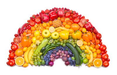 Fruit and vegetable rainbow as healthy eating concept
