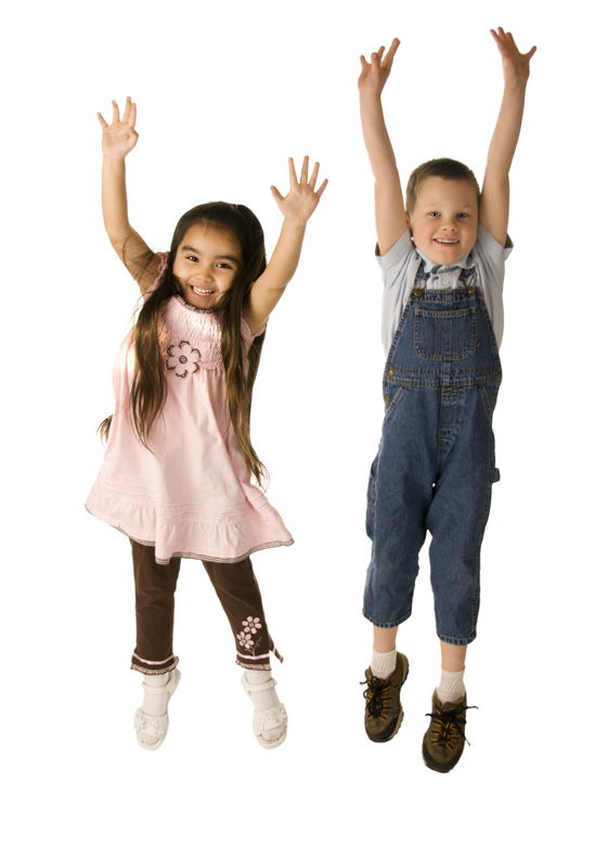 Two Cute Kids Jumping