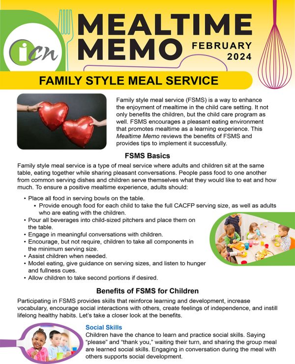 Thumbnail image of the cover of the February 2024 Mealtime Memo