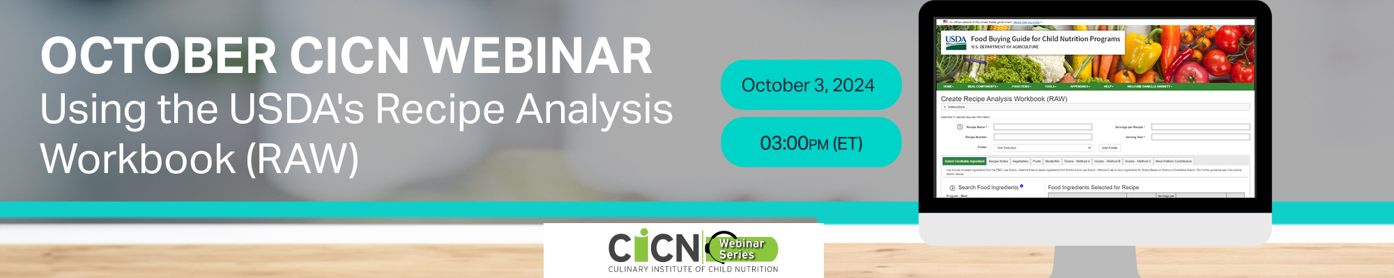 October CICN Webinar Using USDA's Recipe Web