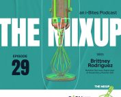 Mixup podcast image with a green background and microphone combined with a whisk