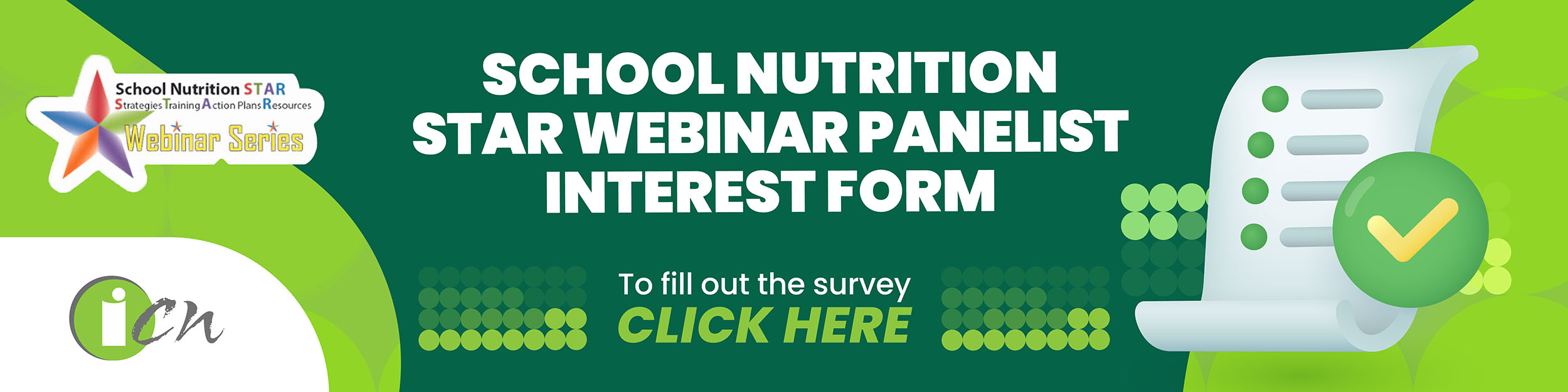 promotional banner for the School Nutrition STAR webinarl panelist interest form