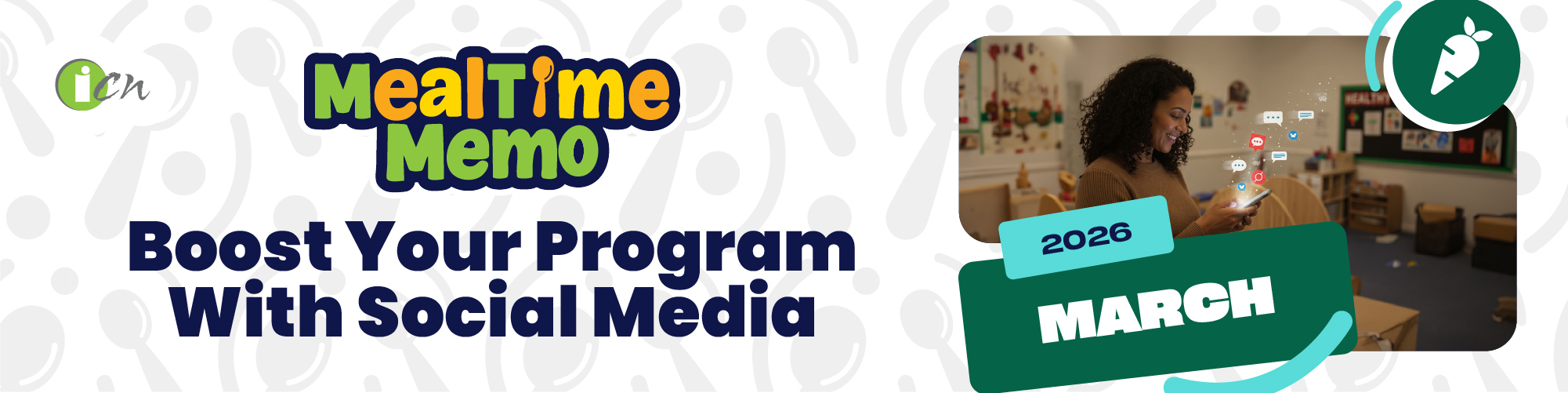 promotional graphic for March 2026 Mealtime Memo