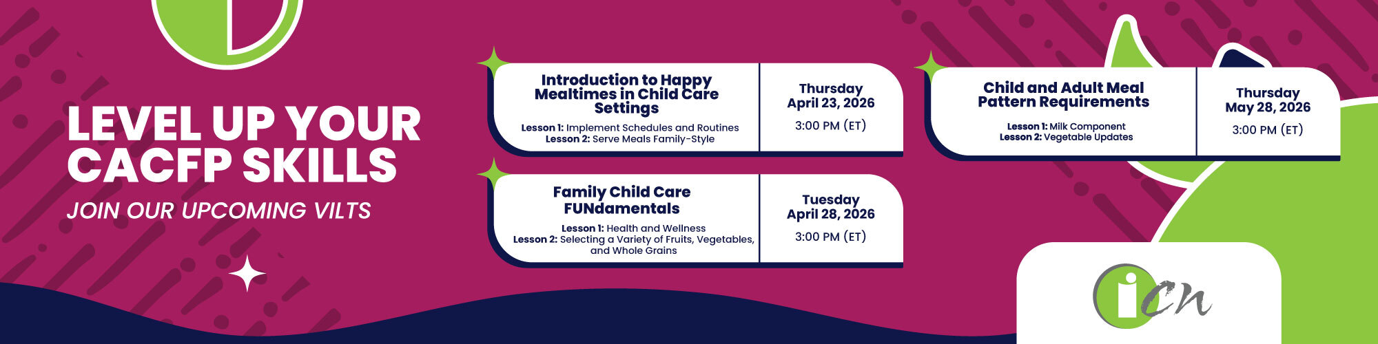 CACFP VILT Sessions, April - May, 2026.