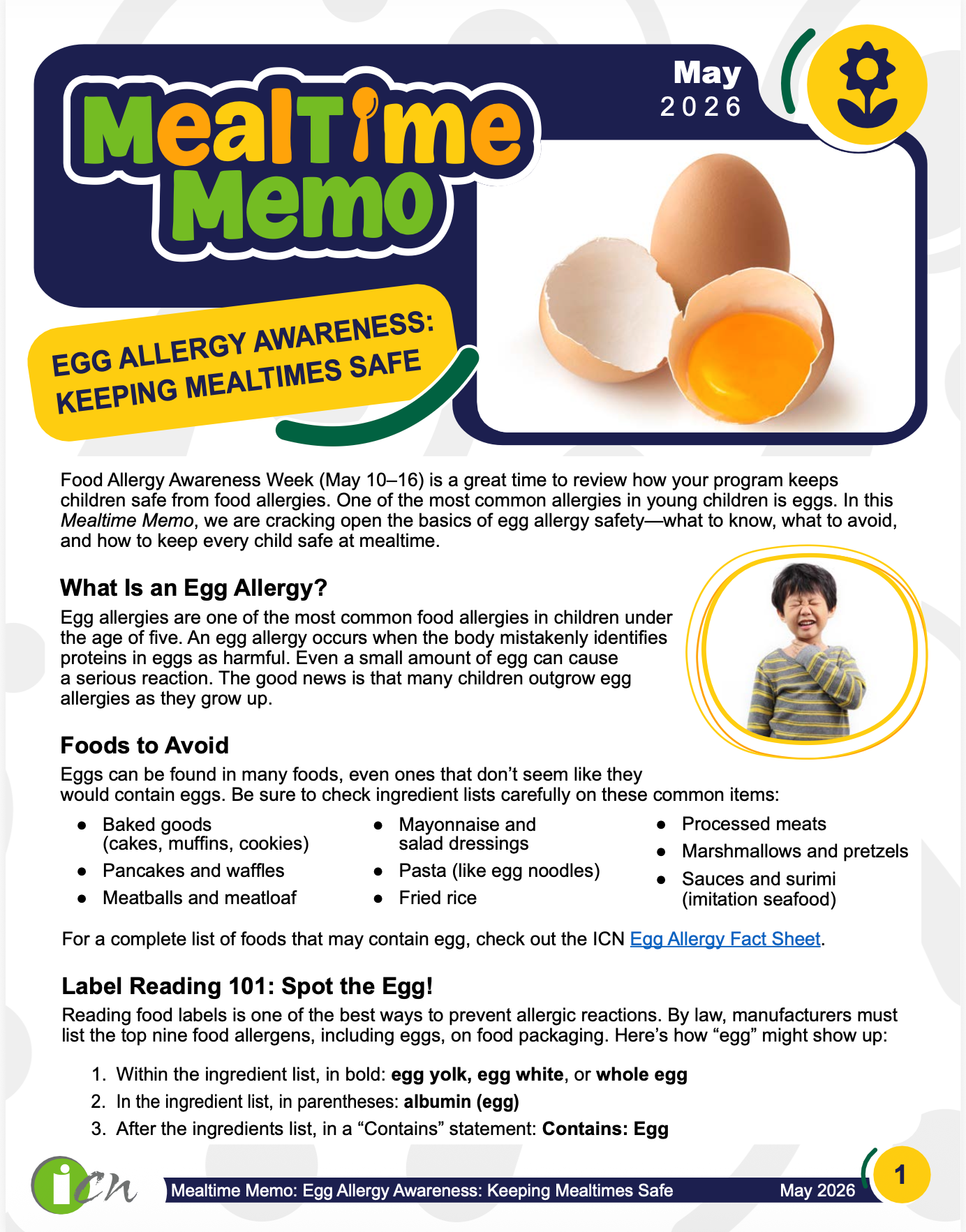 May 2026 Mealtime Memo Egg Allergy Awareness Keeping Mealtimes Safe